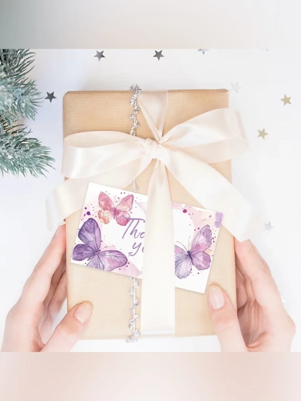 Butterfly Thank You Cards - Purple Pink - 50 cards